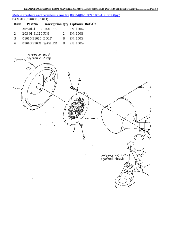 BR350JG-1 S/N 1005-UP Partsbook