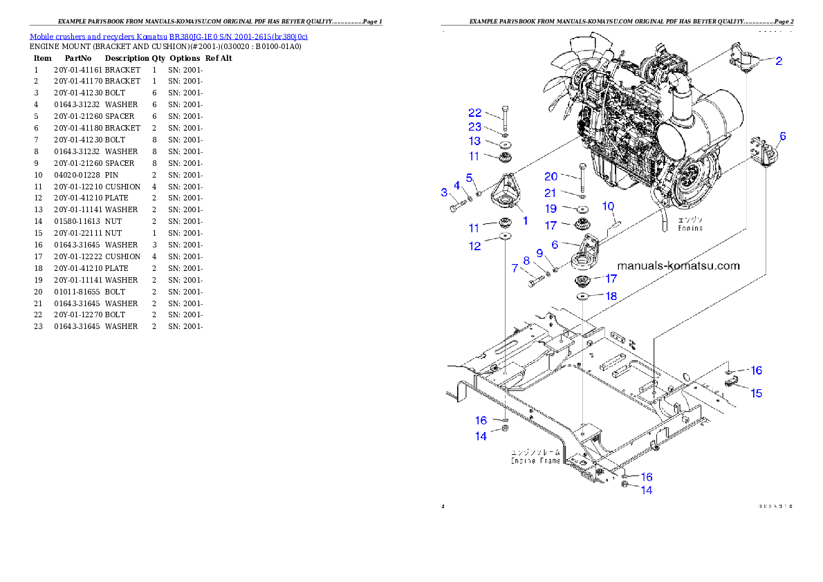 BR380JG-1E0 S/N 2001-2615 Partsbook