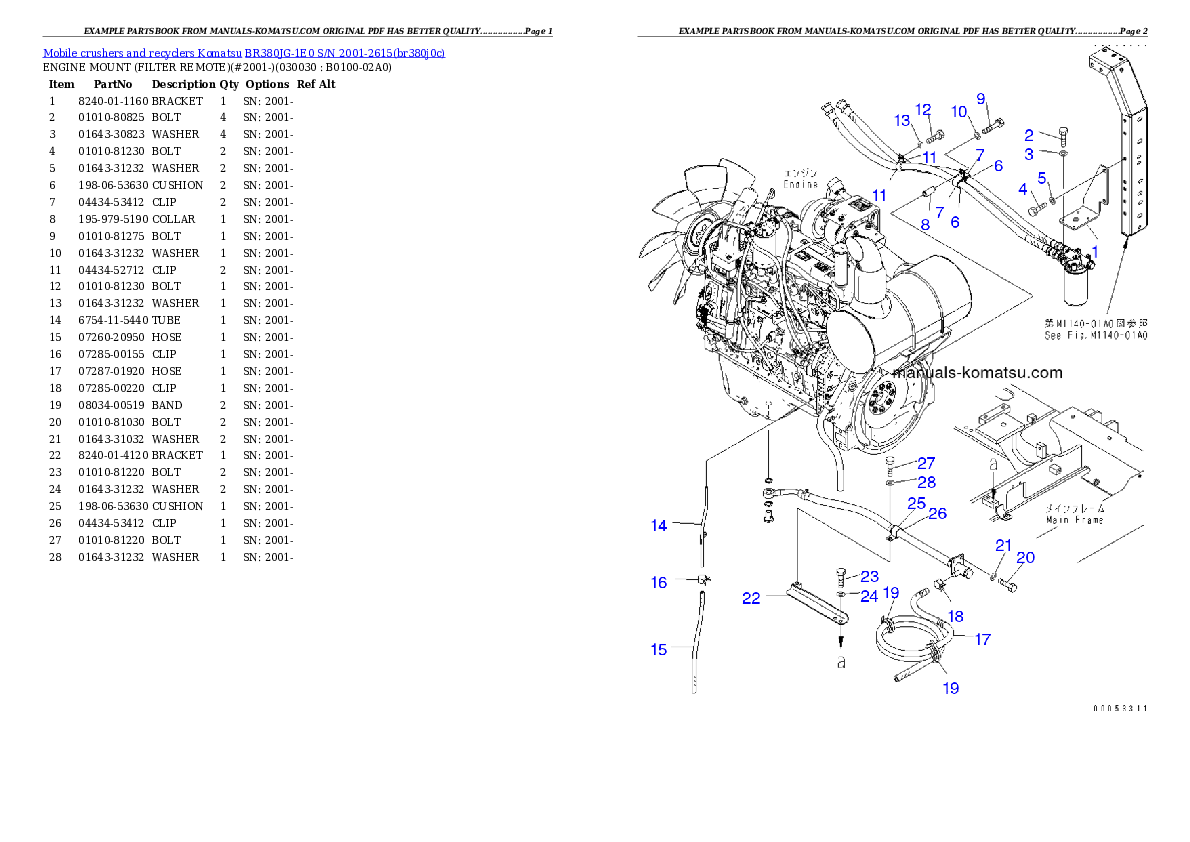 BR380JG-1E0 S/N 2001-2615 Partsbook