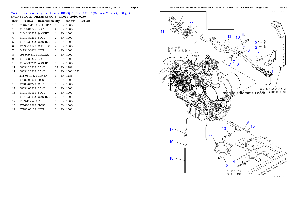 BR380JG-1 S/N 1001-UP (Overseas Version) Partsbook