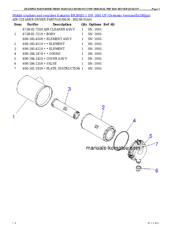 BR380JG-1 S/N 1001-UP (Overseas Version) Partsbook