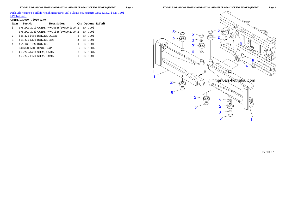 CBS252/302-1 S/N 1001-UP Partsbook