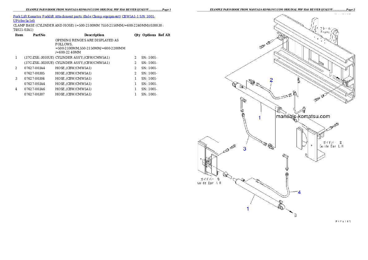 CBW5A1-1 S/N 1001-UP Partsbook