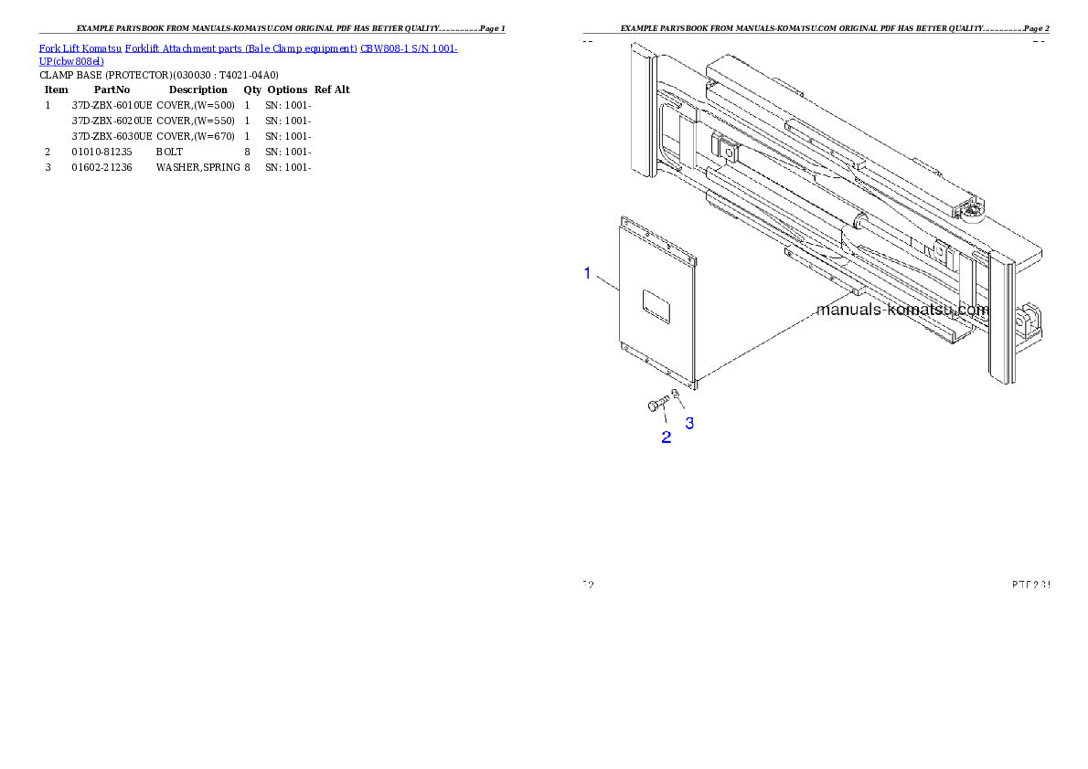 CBW808-1 S/N 1001-UP Partsbook