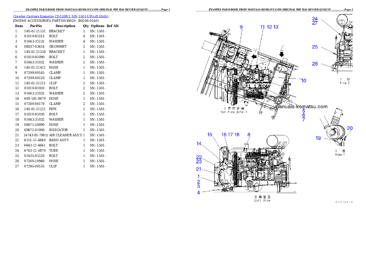CD110R-2 S/N 1501-UP Partsbook
