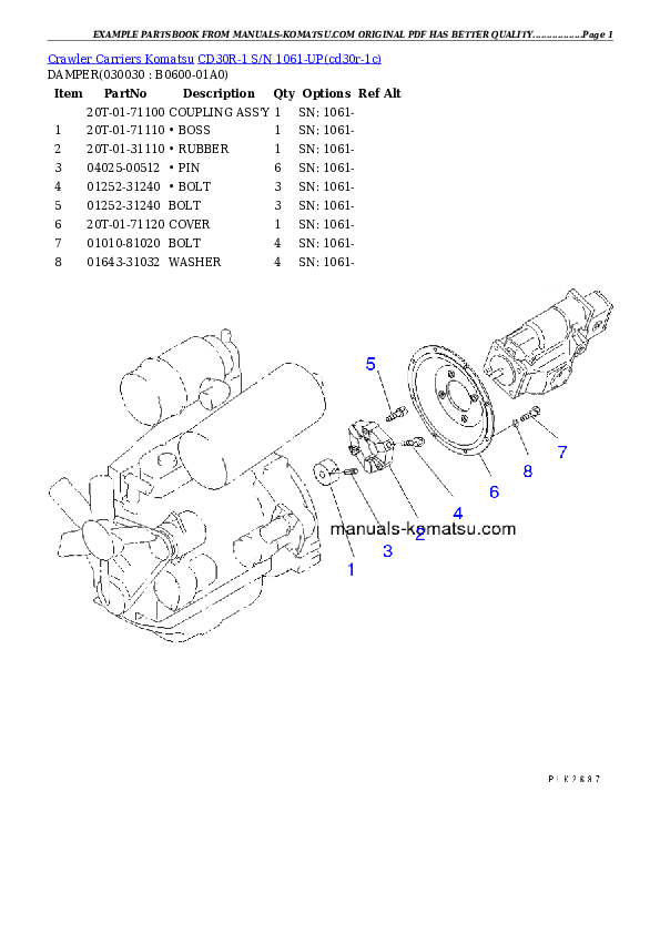 CD30R-1 S/N 1061-UP Partsbook