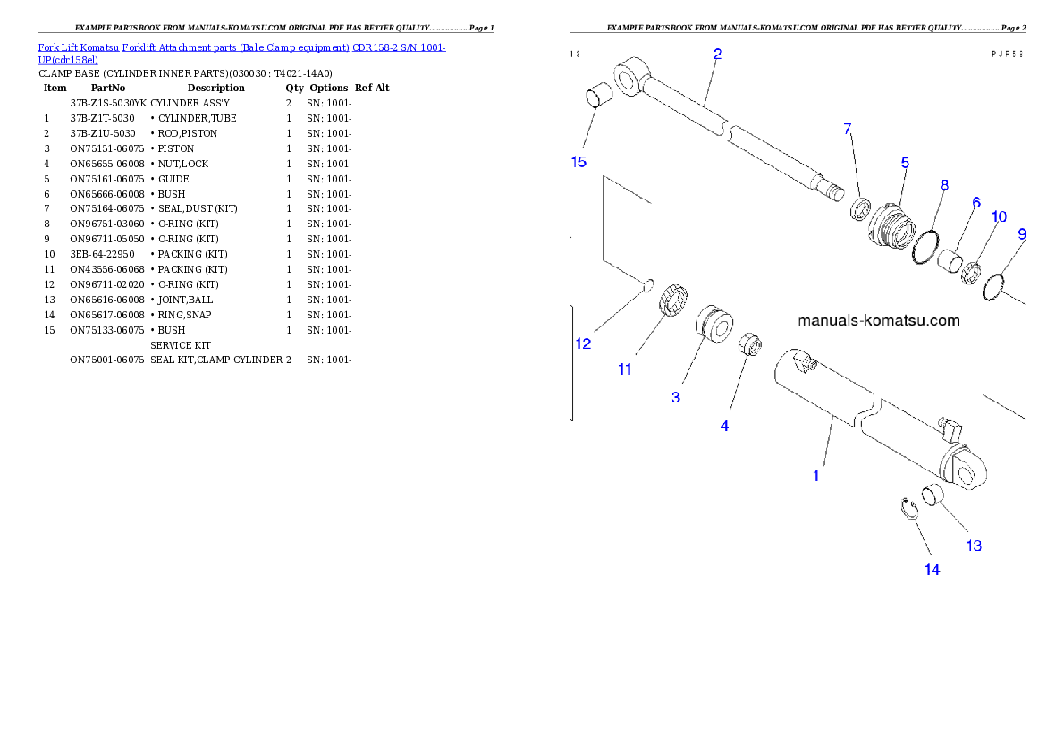 CDR158-2 S/N 1001-UP Partsbook