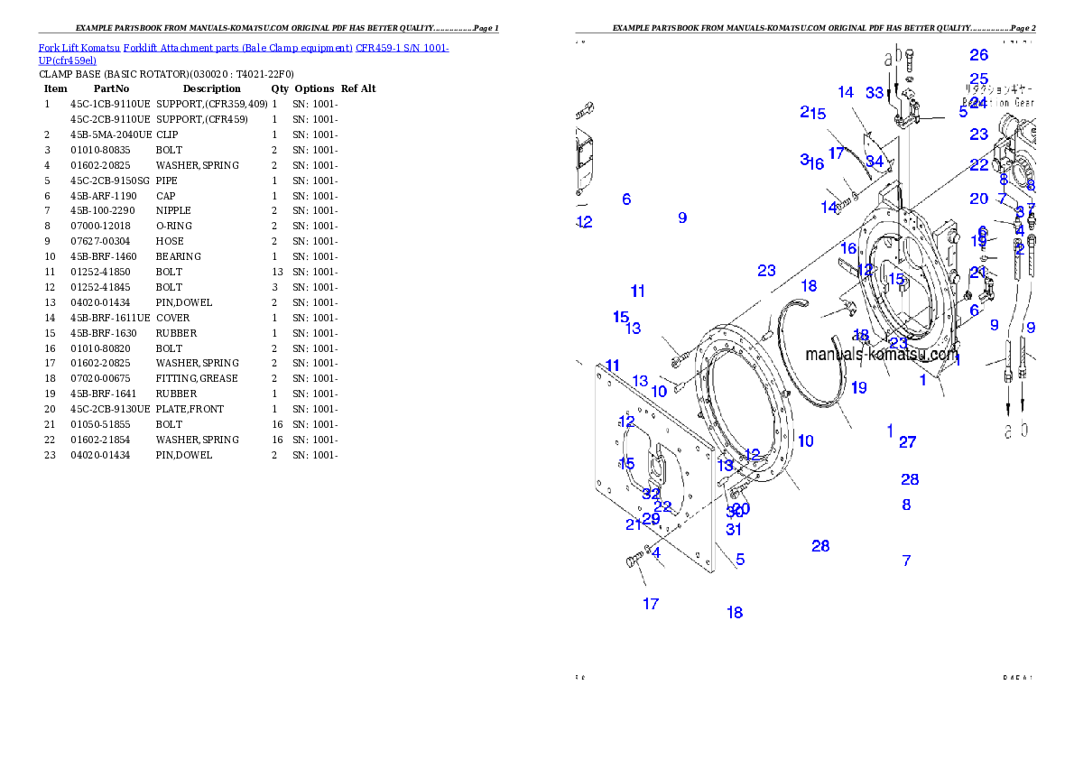 CFR459-1 S/N 1001-UP Partsbook