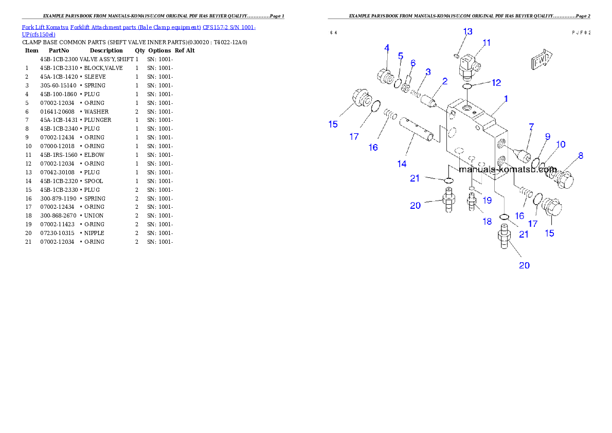 CFS157-2 S/N 1001-UP Partsbook