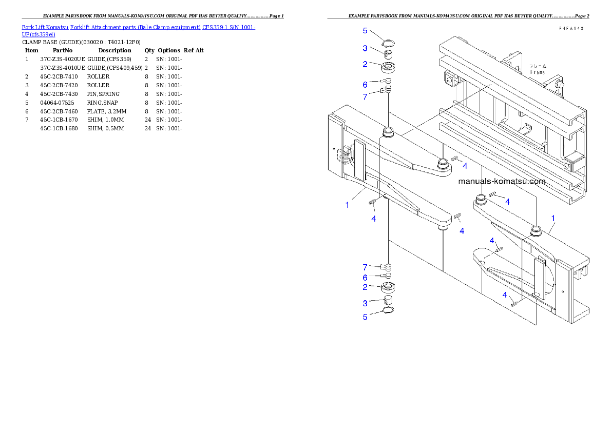 CFS359-1 S/N 1001-UP Partsbook