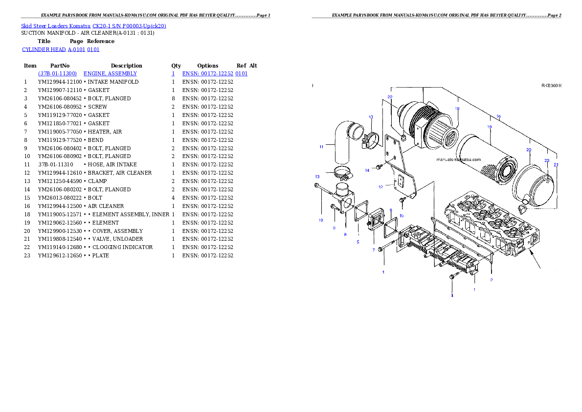 CK20-1 S/N F00003-Up Partsbook