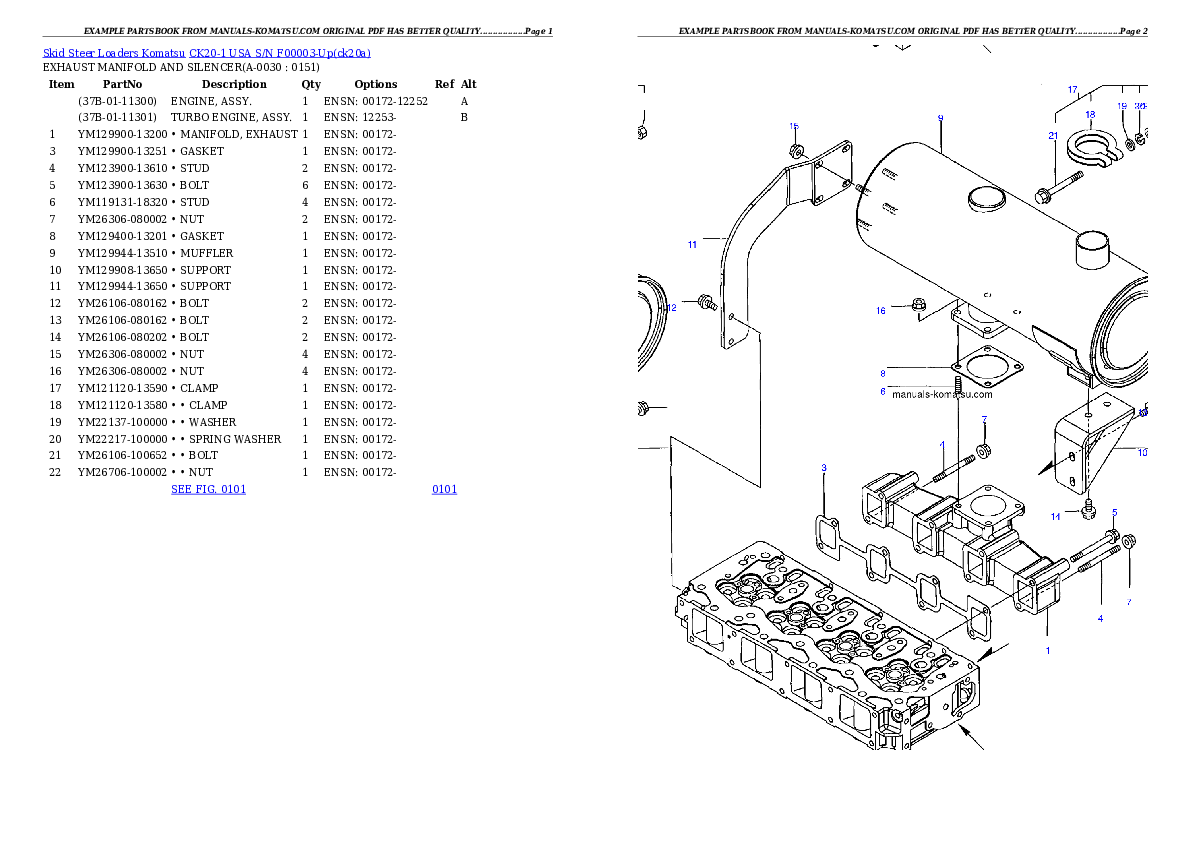 CK20-1 USA S/N F00003-Up Partsbook