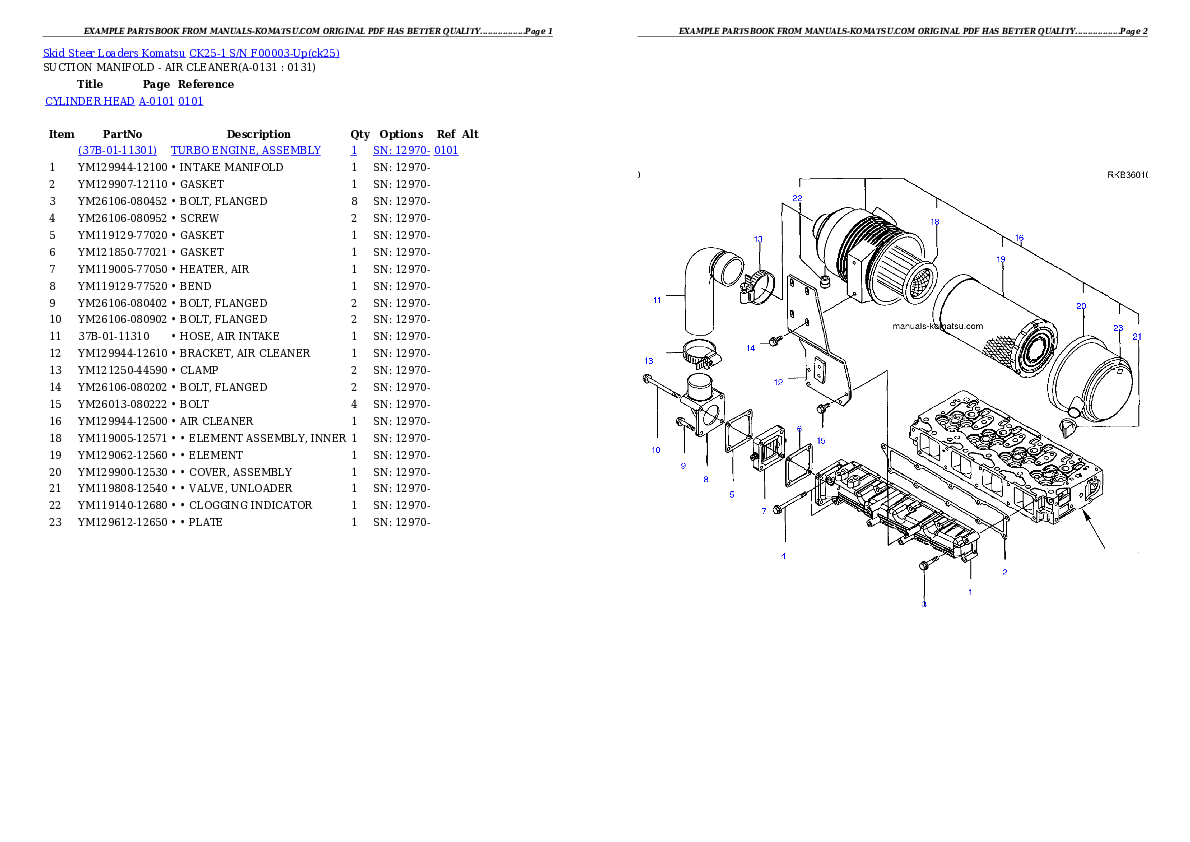 CK25-1 S/N F00003-Up Partsbook