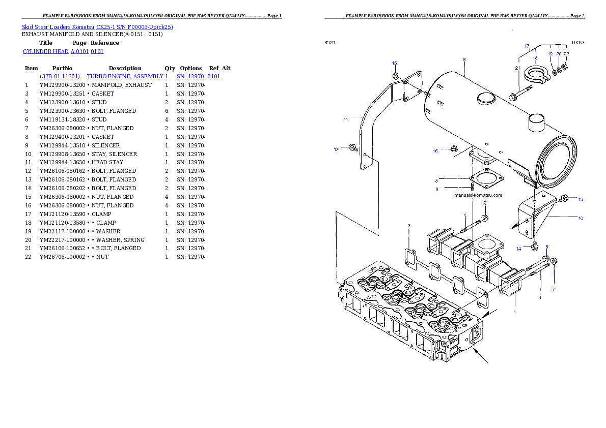 CK25-1 S/N F00003-Up Partsbook