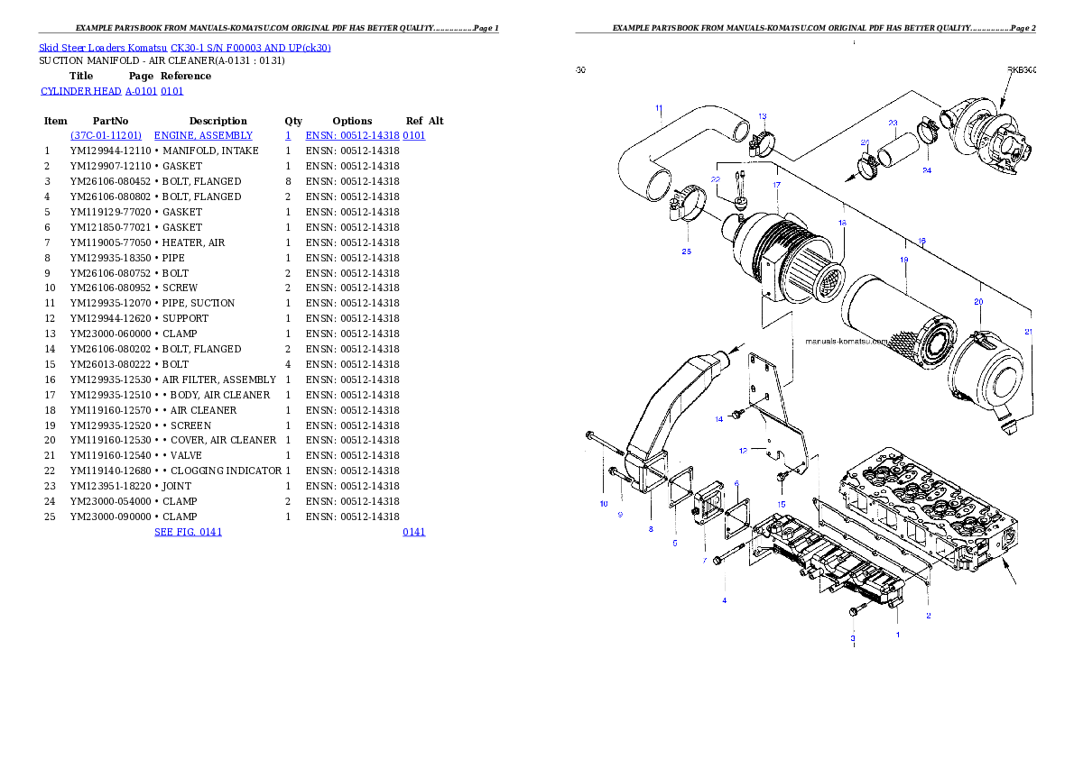 CK30-1 S/N F00003 AND UP Partsbook