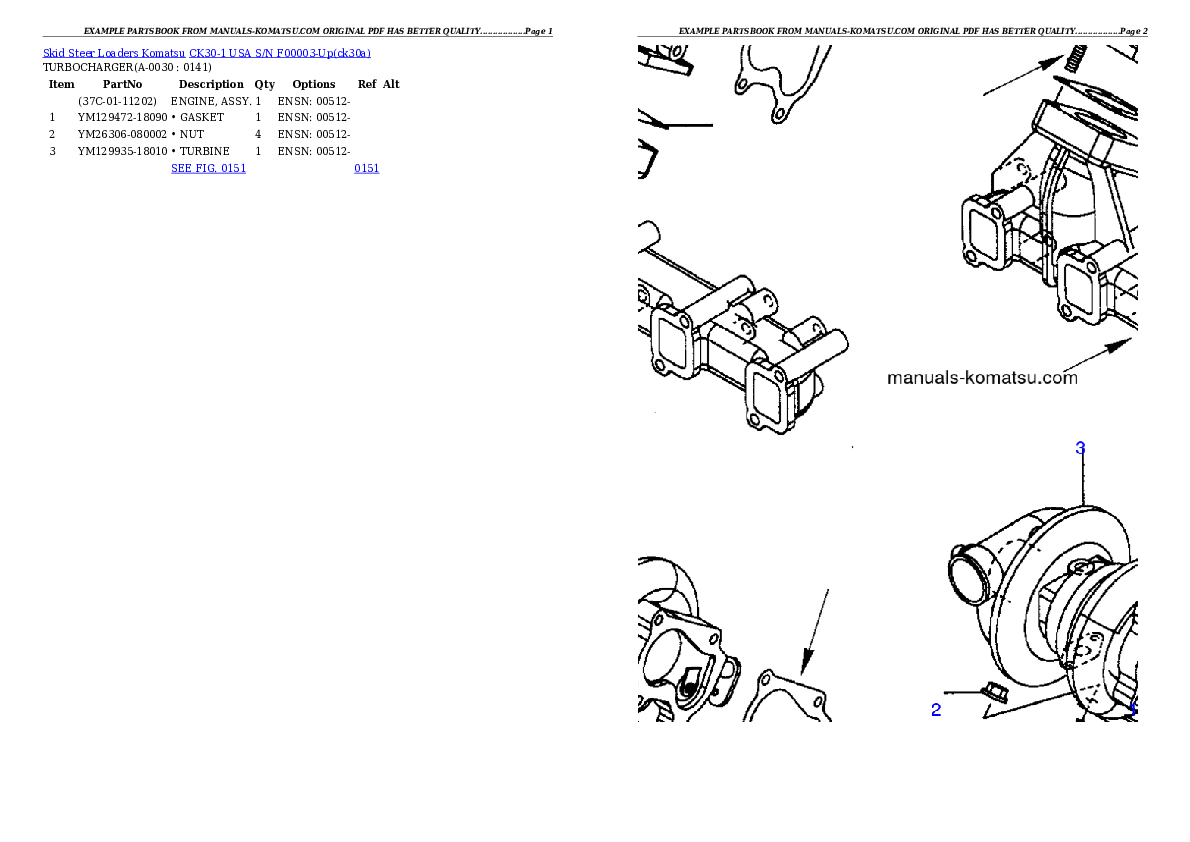 CK30-1 USA S/N F00003-Up Partsbook