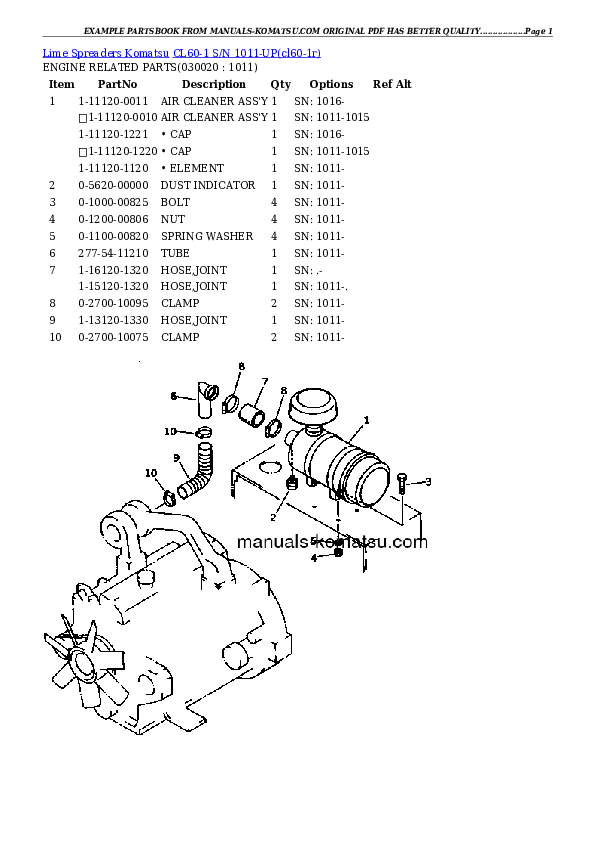 CL60-1 S/N 1011-UP Partsbook