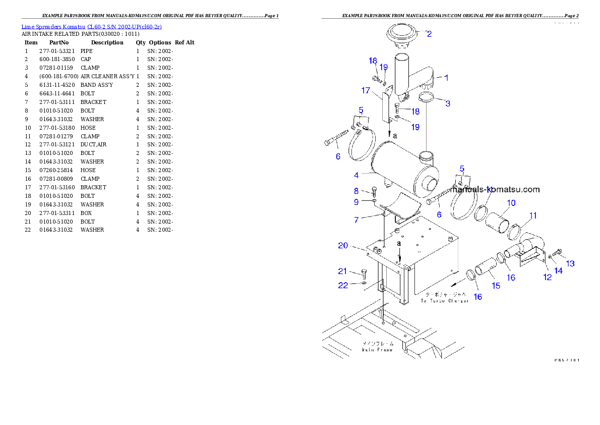 CL60-2 S/N 2002-UP Partsbook