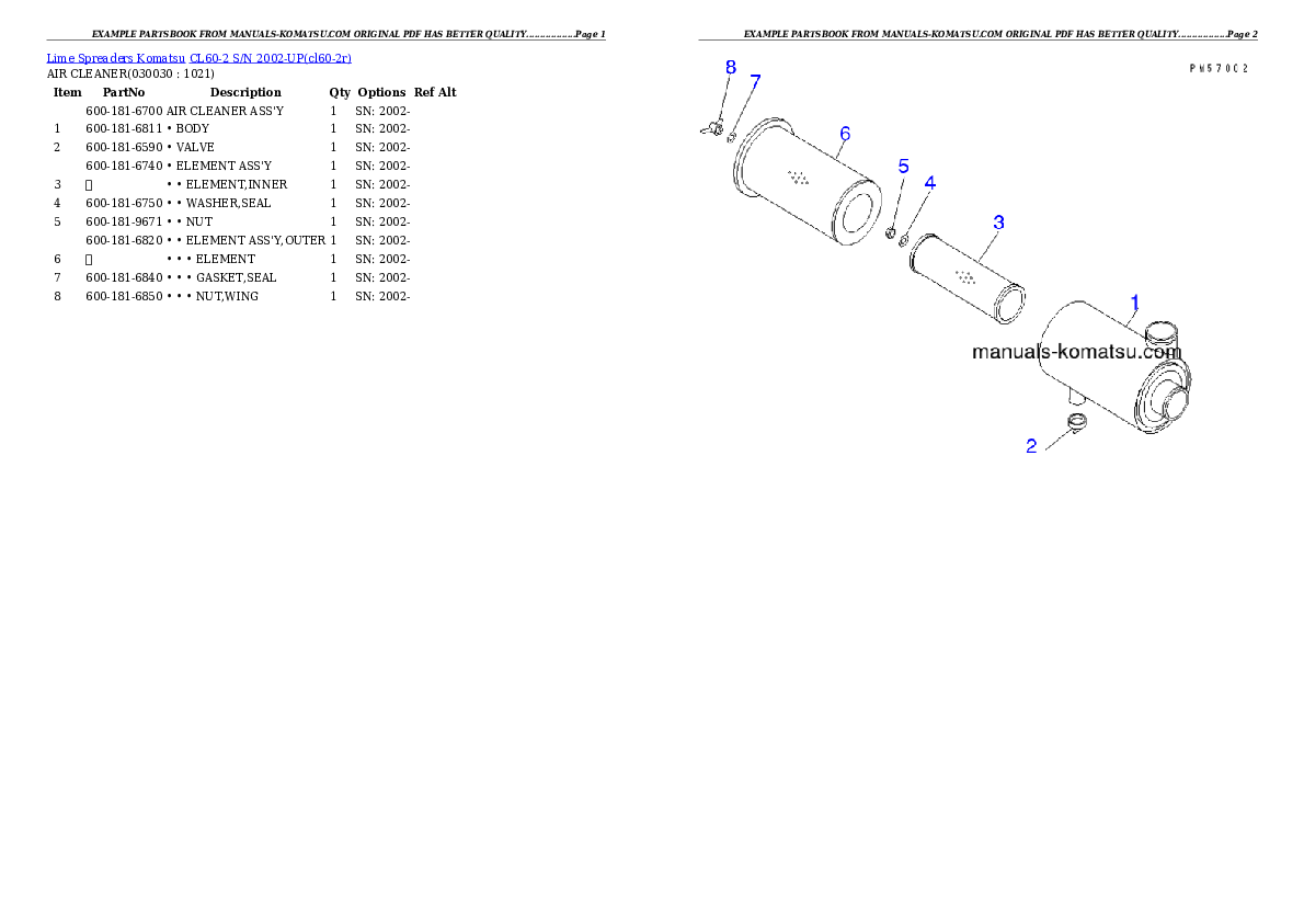 CL60-2 S/N 2002-UP Partsbook