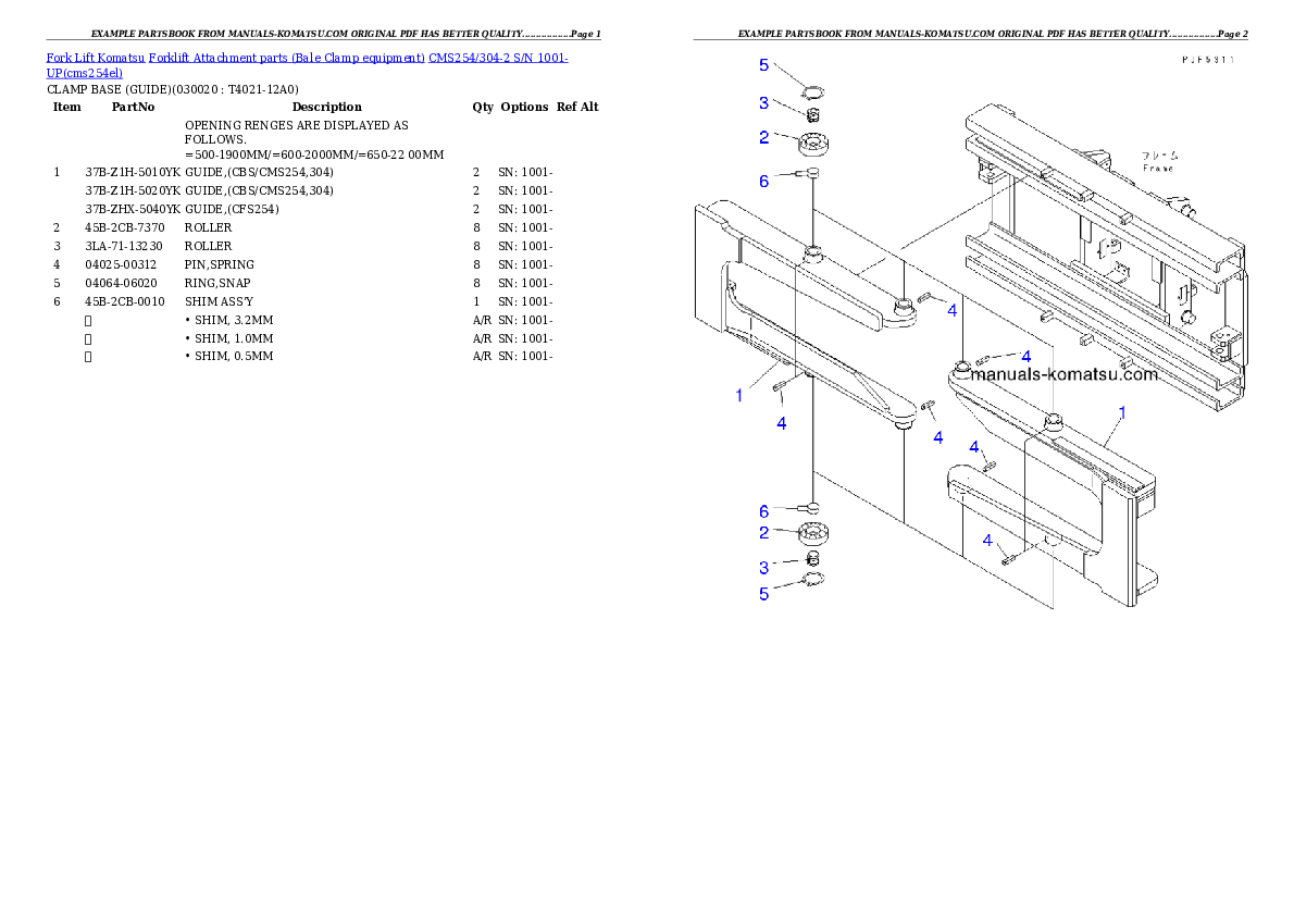 CMS254/304-2 S/N 1001-UP Partsbook