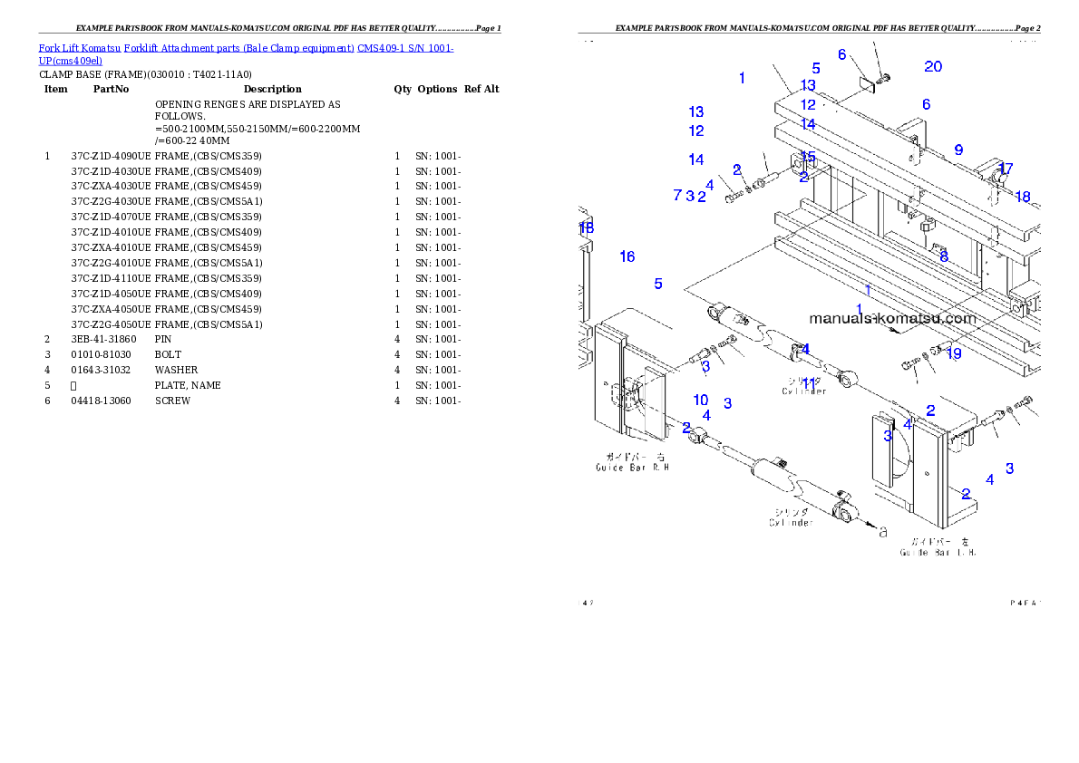 CMS409-1 S/N 1001-UP Partsbook