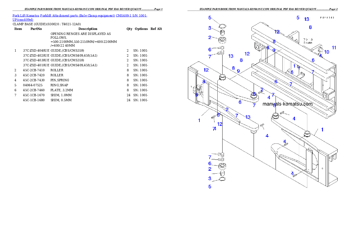 CMS409-1 S/N 1001-UP Partsbook