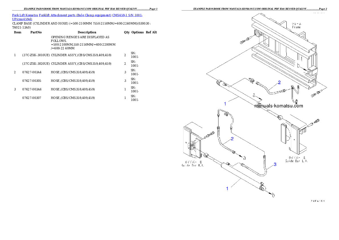 CMS459-1 S/N 1001-UP Partsbook