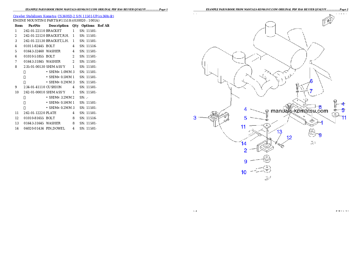 CS360SD-2 S/N 11501-UP Partsbook