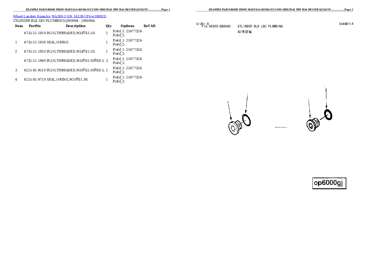 WA380-3 S/N 16338-UP Partsbook