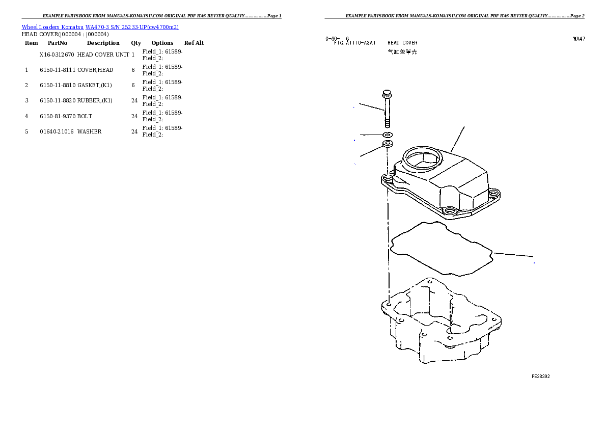 WA470-3 S/N 25233-UP Partsbook