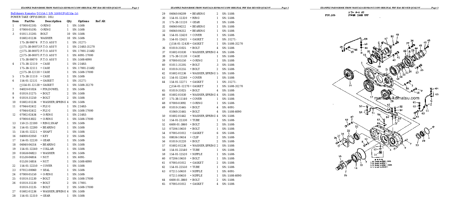 D155A-1 S/N 5508-UP Partsbook