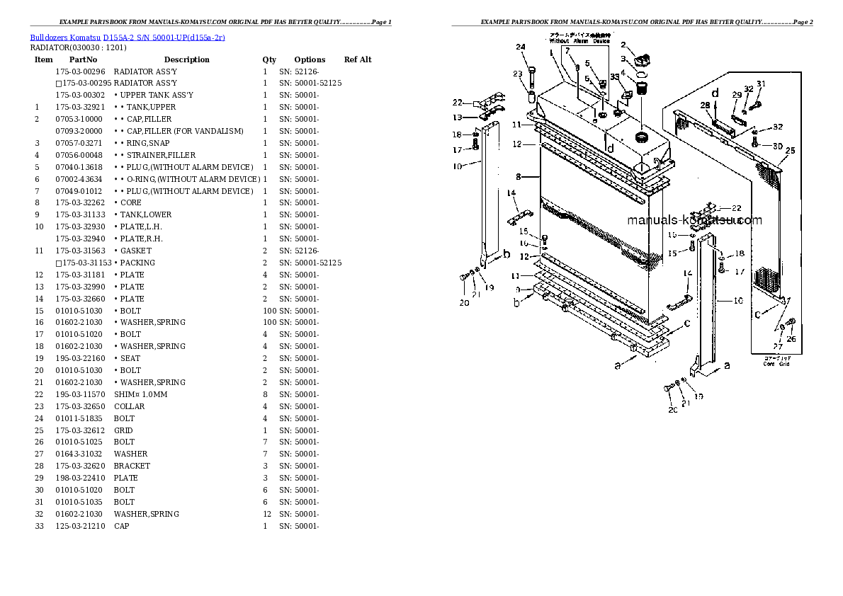 D155A-2 S/N 50001-UP Partsbook