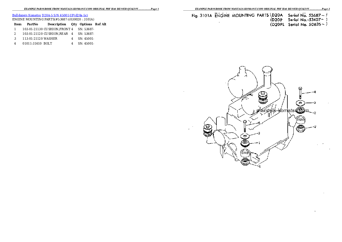 D20A-5 S/N 45001-UP Partsbook