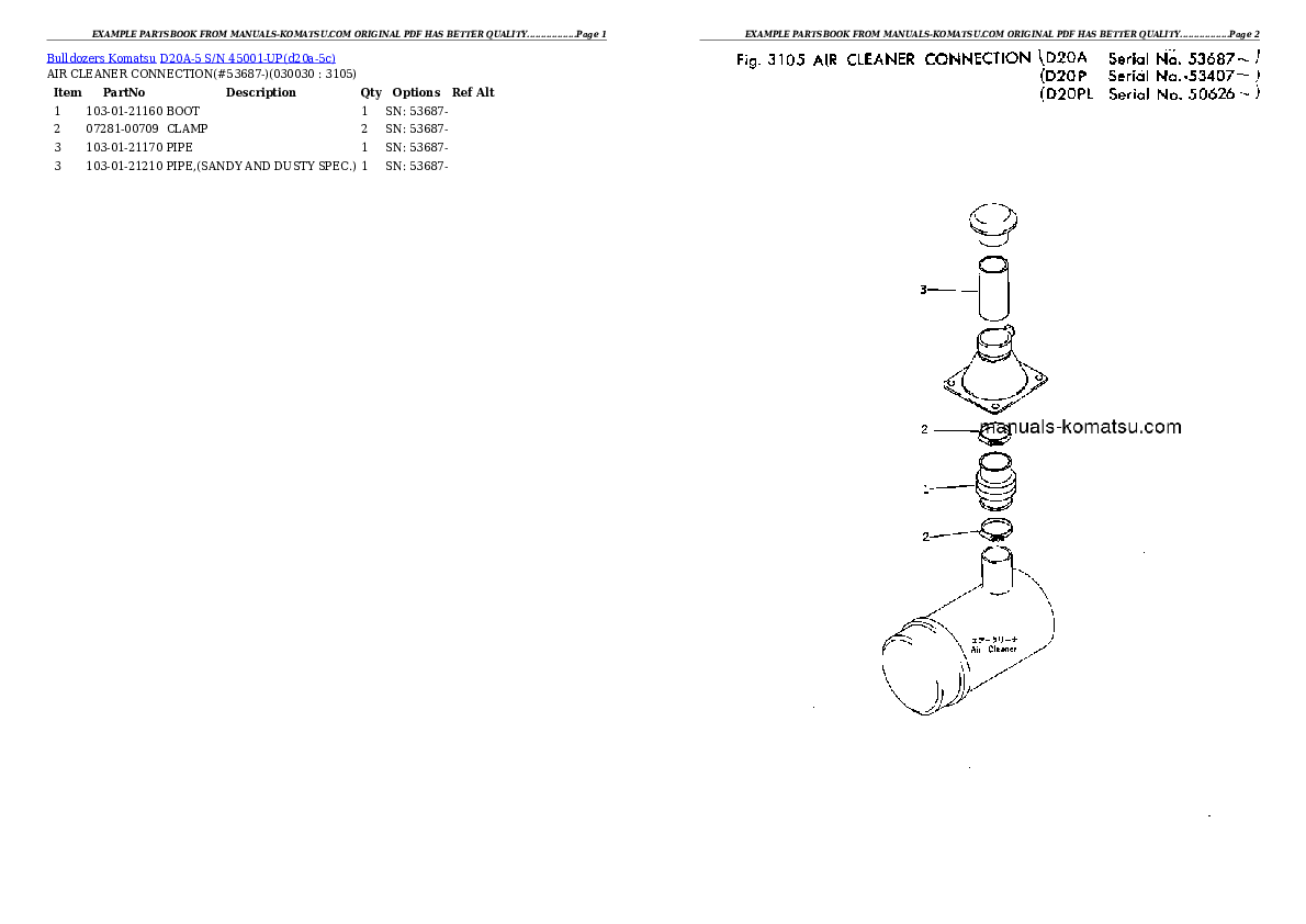 D20A-5 S/N 45001-UP Partsbook