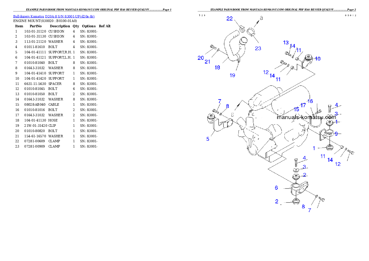 D20A-8 S/N 83001-UP Partsbook