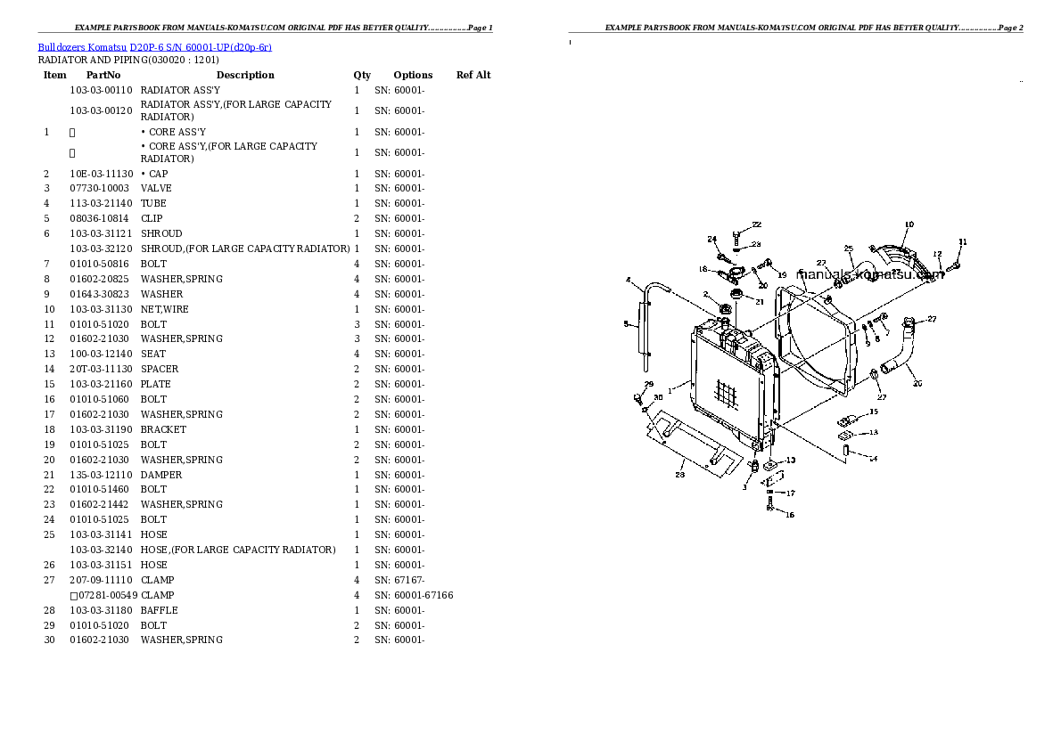 D20P-6 S/N 60001-UP (Straight Tilt Dozer) Partsbook