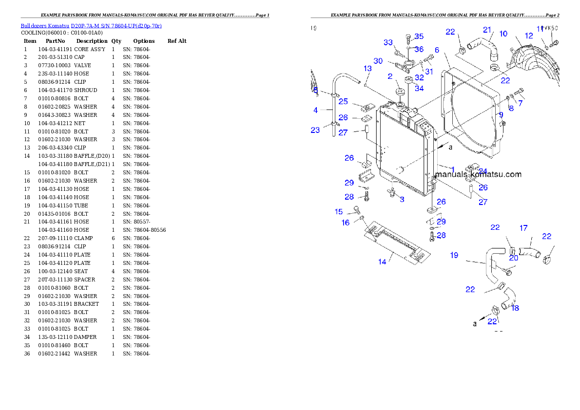 D20P-7A-M S/N 78604-UP Partsbook