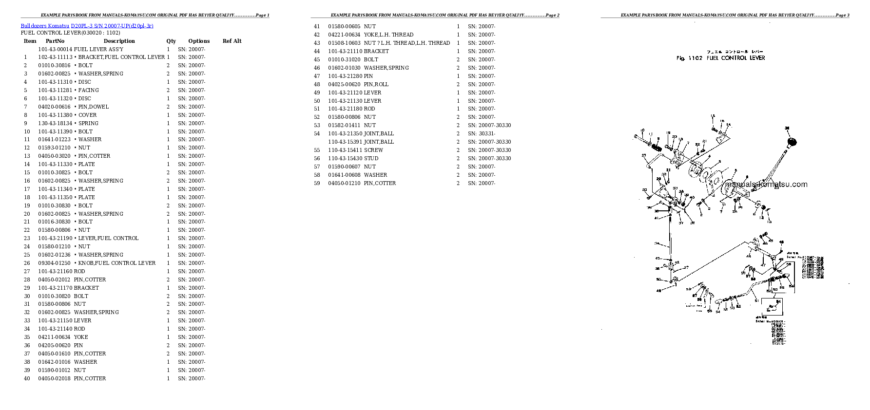 D20PL-3 S/N 20007-UP Partsbook