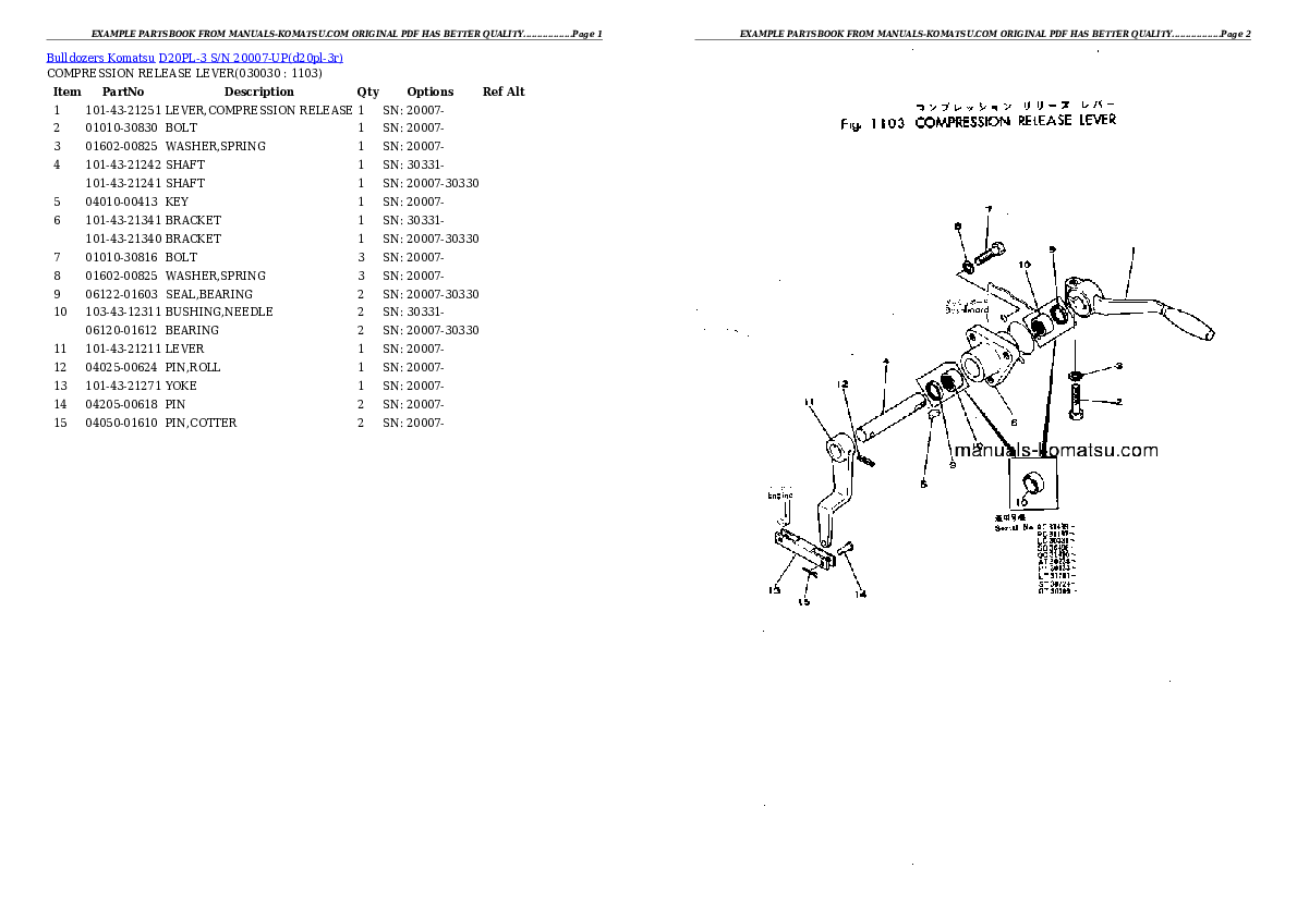 D20PL-3 S/N 20007-UP Partsbook