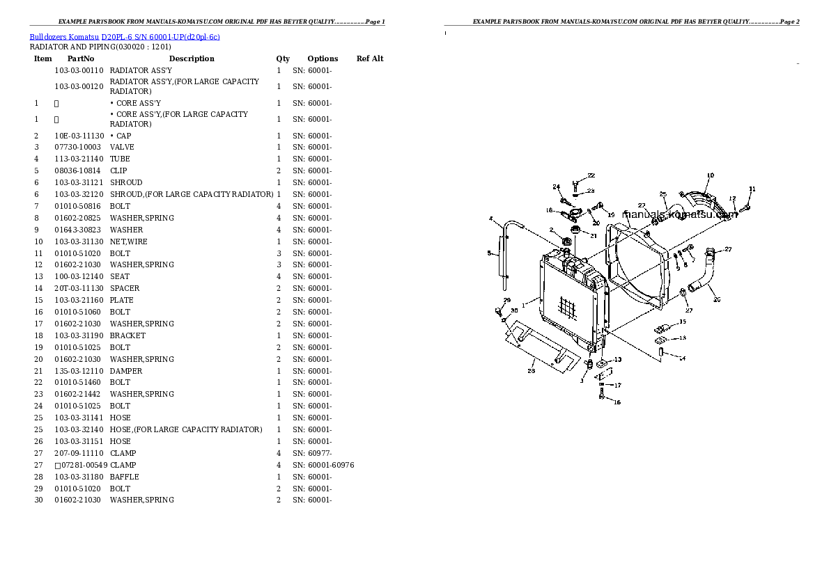 D20PL-6 S/N 60001-UP Partsbook