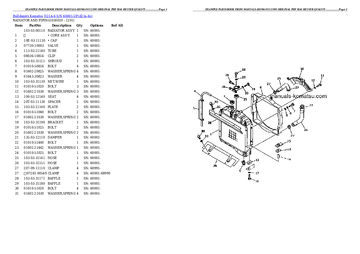 D21A-6 S/N 60001-UP Partsbook