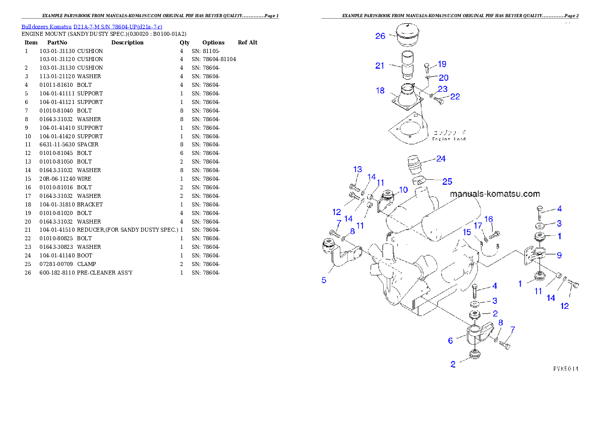 D21A-7-M S/N 78604-UP Partsbook