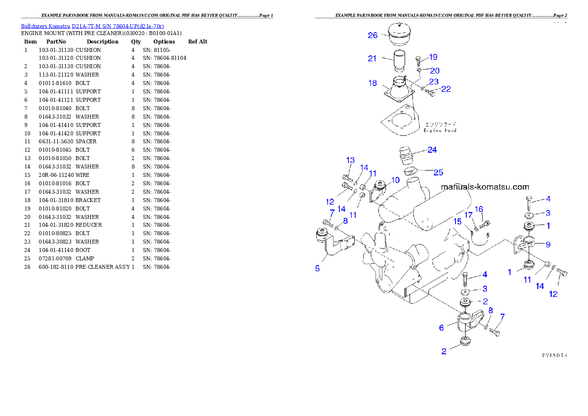 D21A-7T-M S/N 78604-UP Partsbook