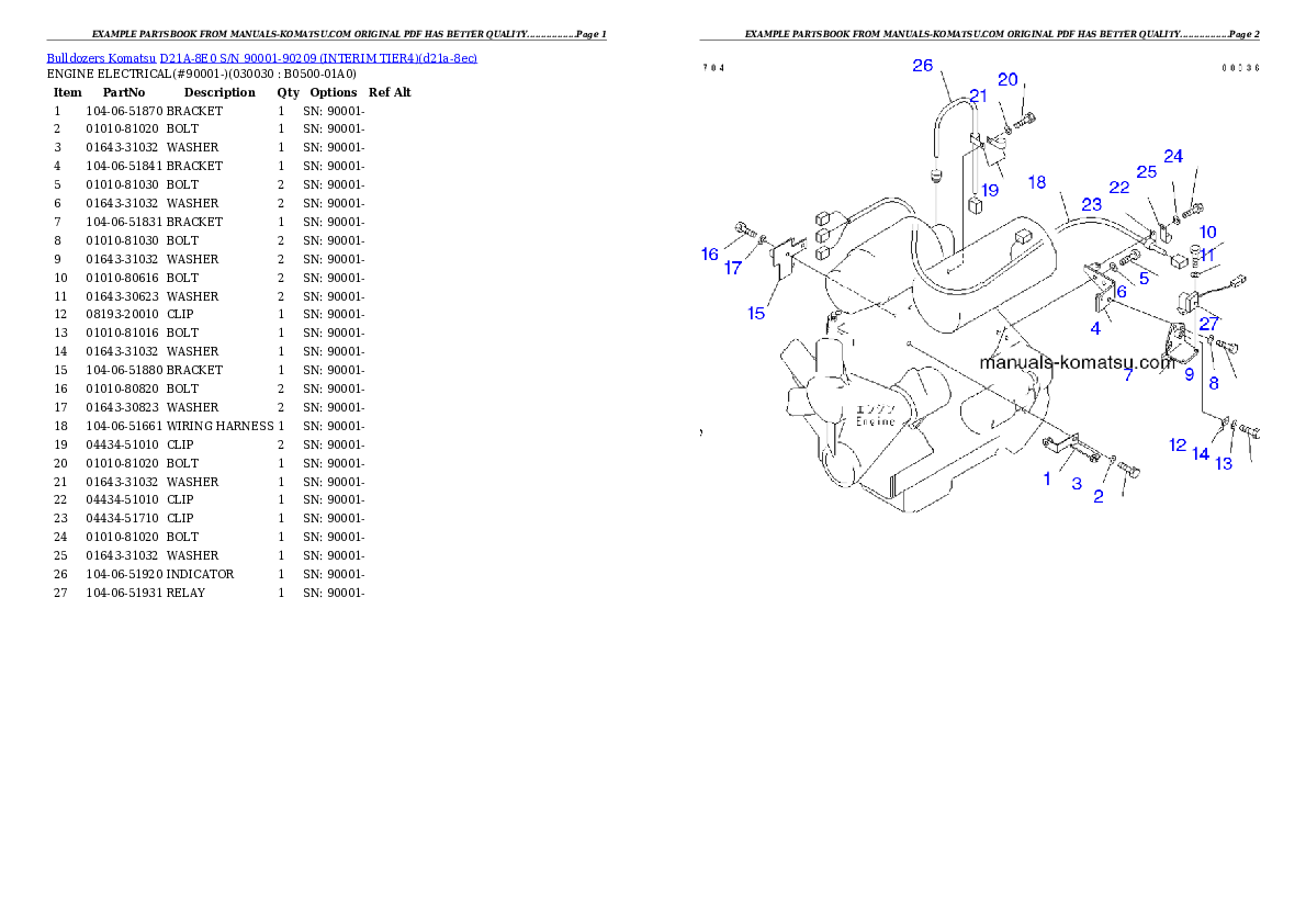 D21A-8E0 S/N 90001-90209 (INTERIM TIER4) Partsbook