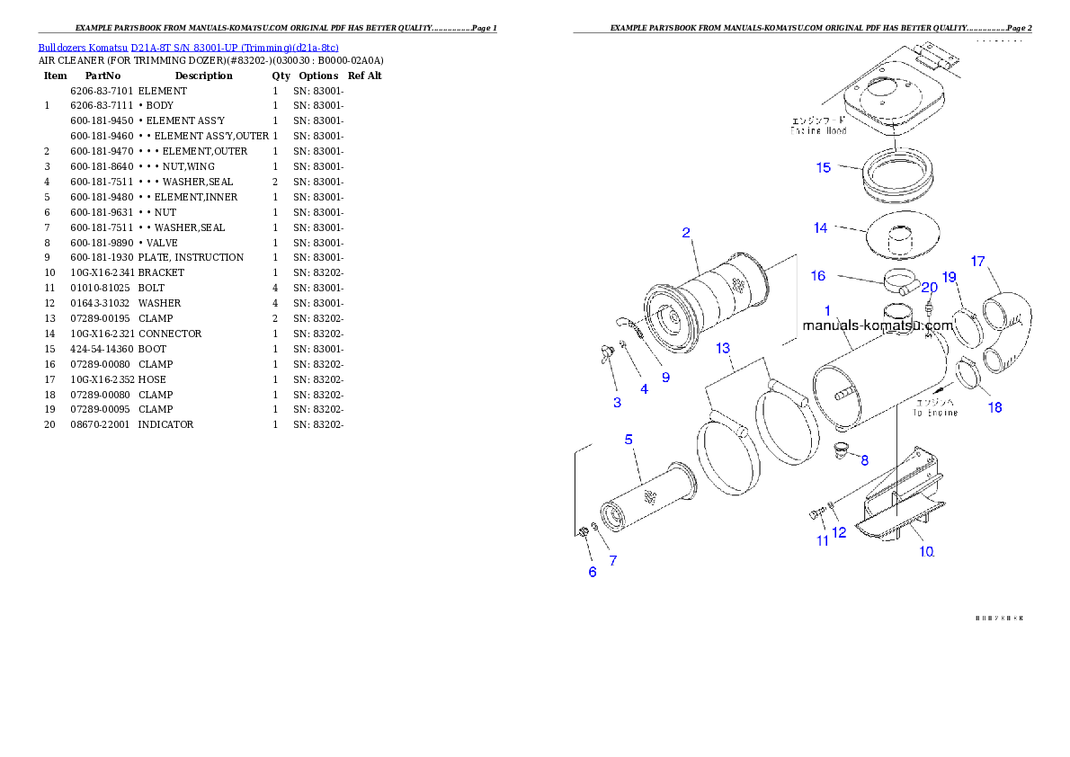 D21A-8T S/N 83001-UP (Trimming) Partsbook