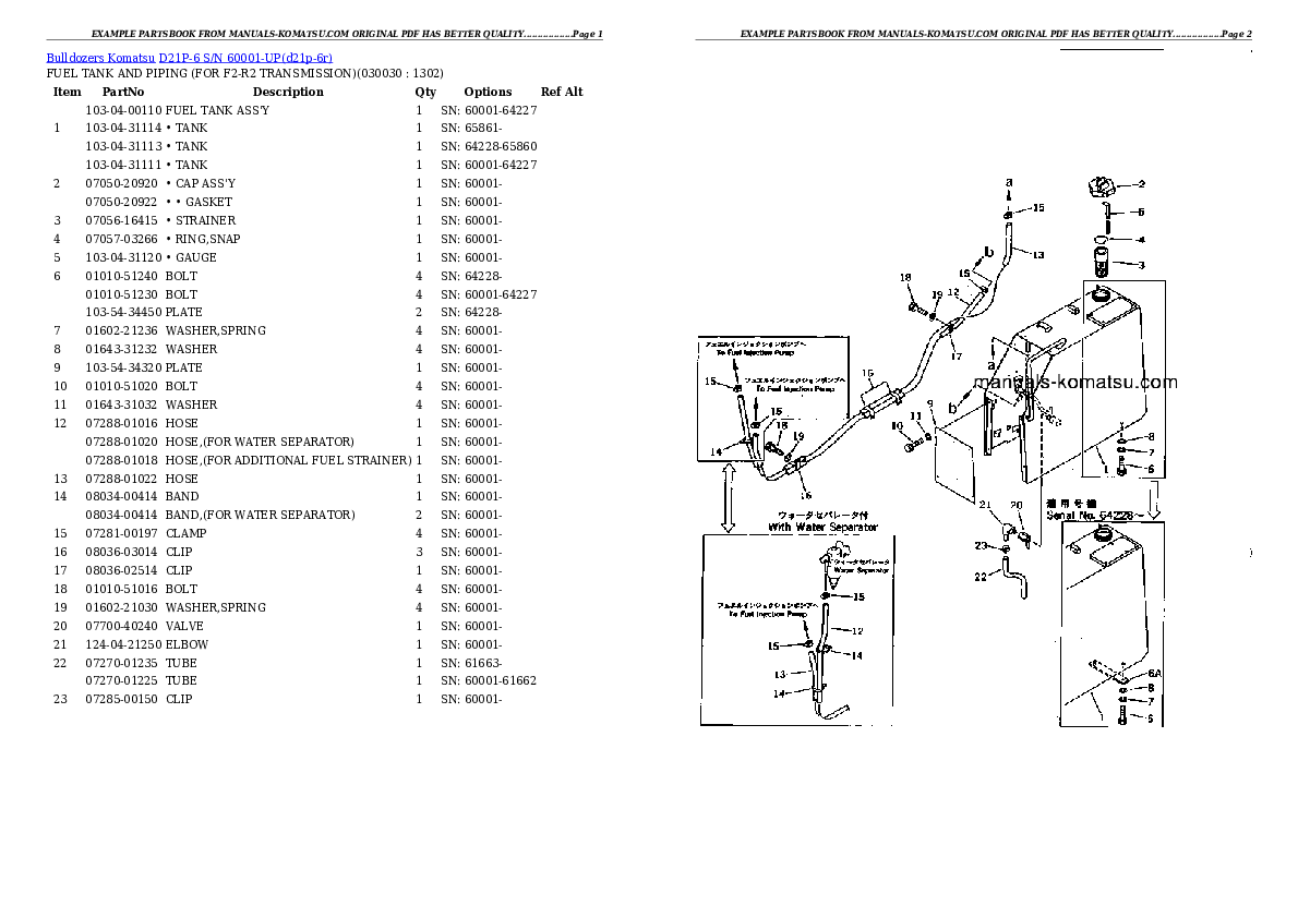 D21P-6 S/N 60001-UP Partsbook