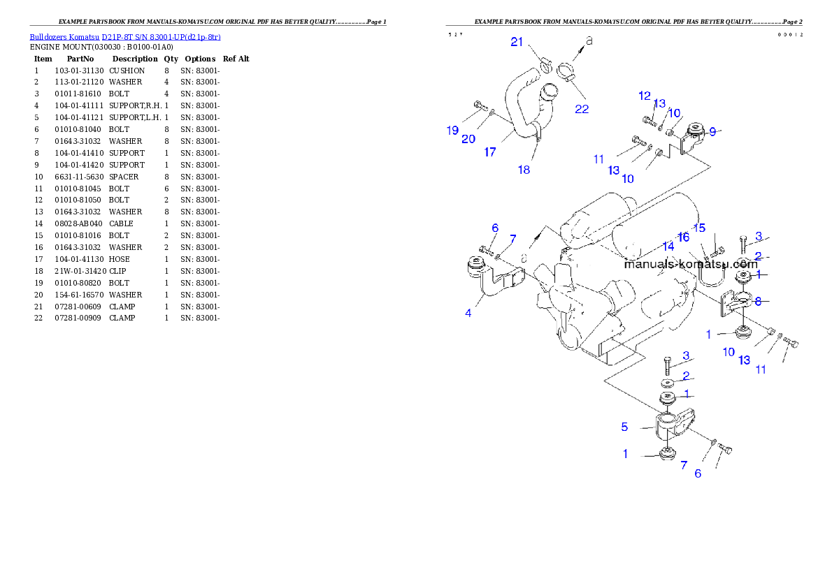 D21P-8T S/N 83001-UP Partsbook