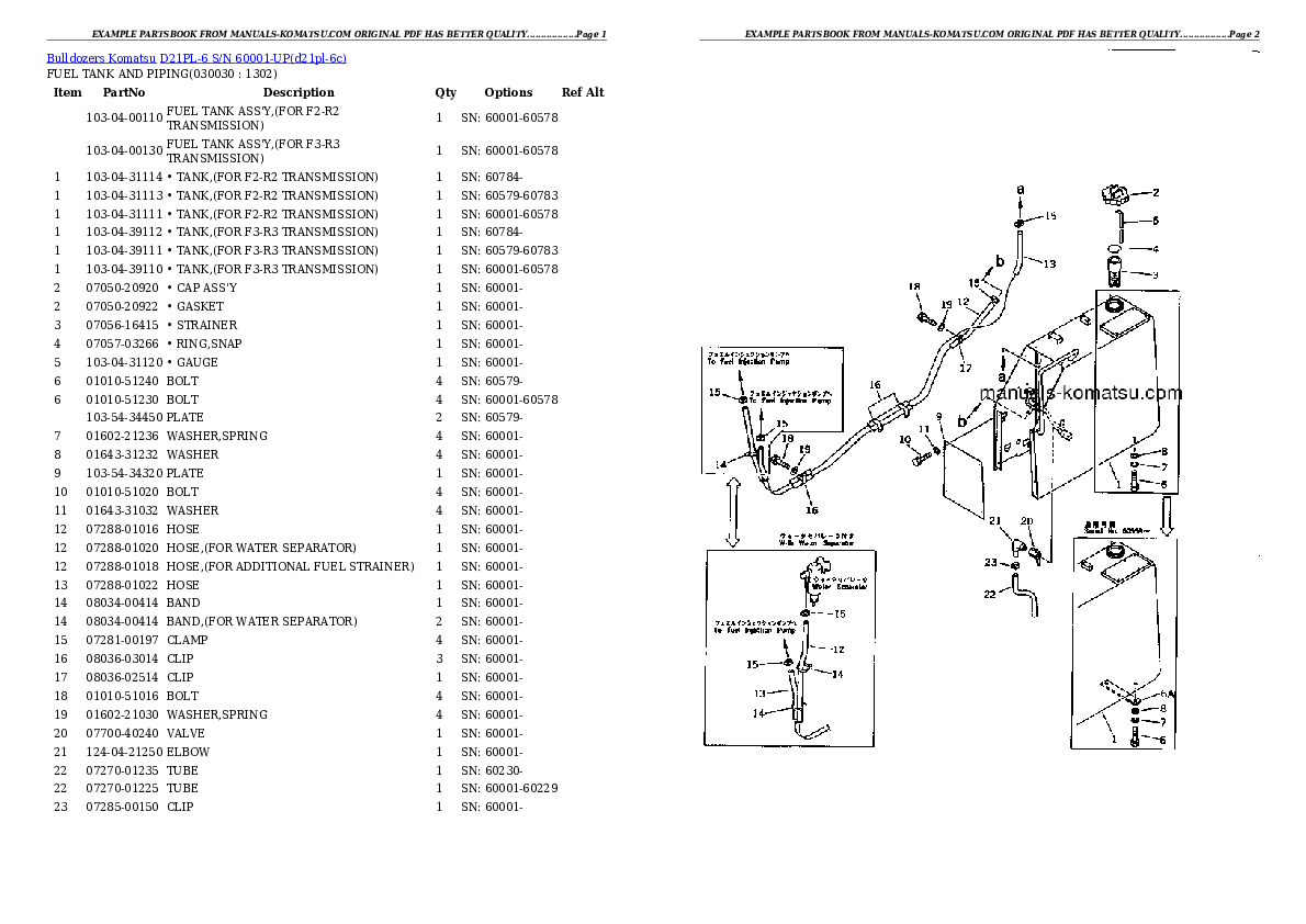 D21PL-6 S/N 60001-UP Partsbook