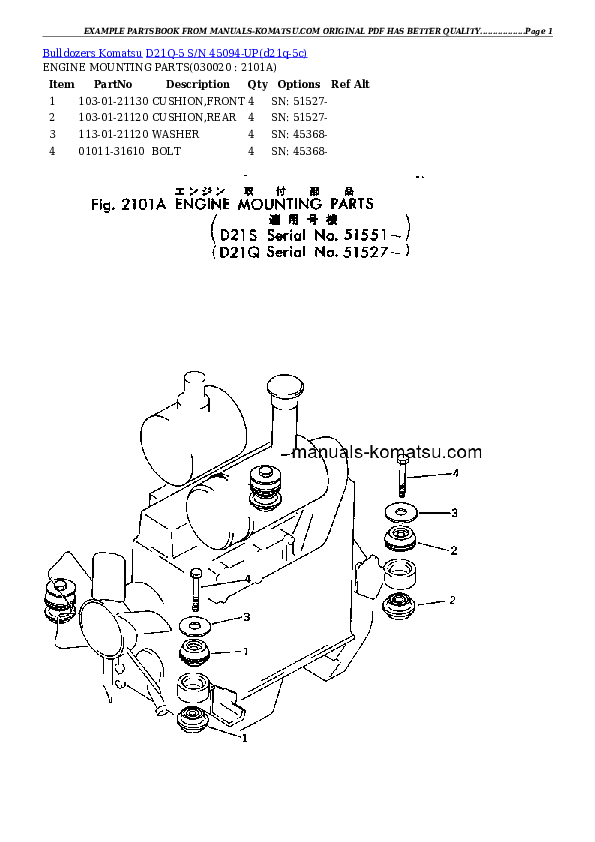 D21Q-5 S/N 45094-UP Partsbook