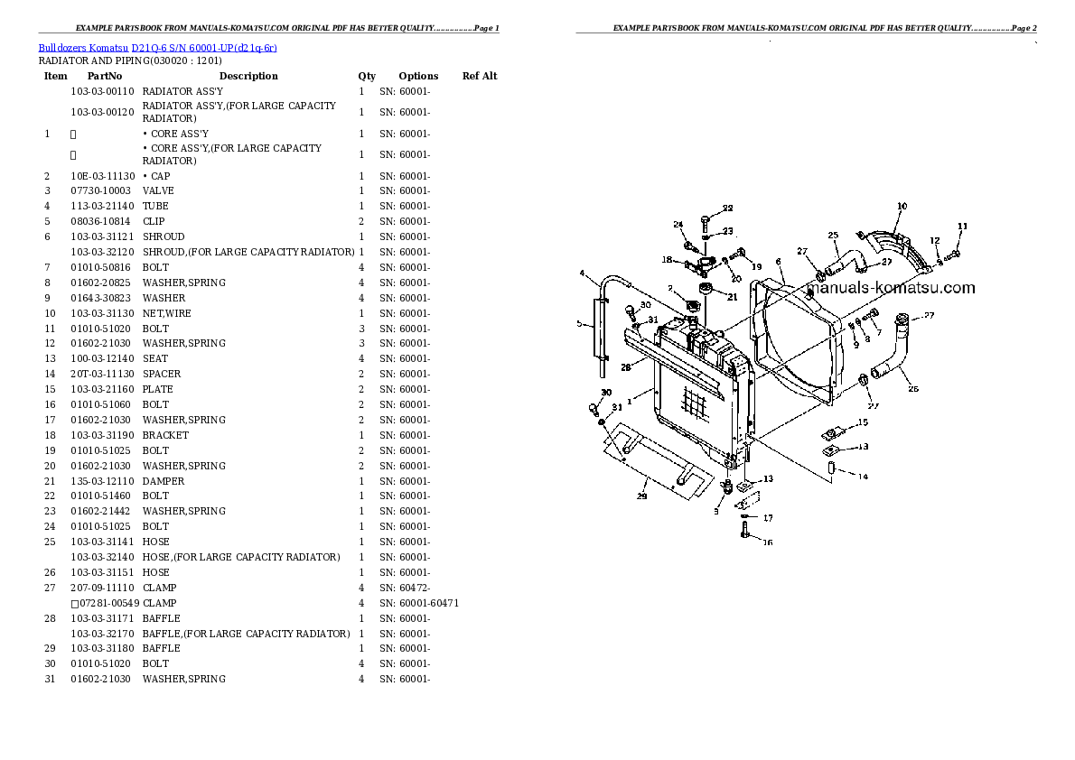 D21Q-6 S/N 60001-UP Partsbook